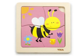Viga Dřevěné puzzle 4 dílky - včela