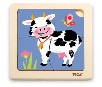 Viga Dreven puzzle 4 dieliky Krava