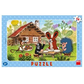 Dino puzzle 15 dílků deskové Krteček na návštěvě