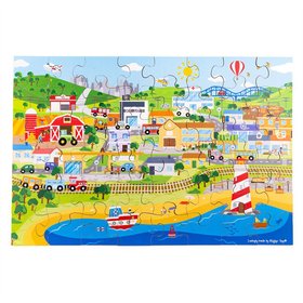 Bigjigs Toys Podlahov puzzle Mesto 48 dielikov