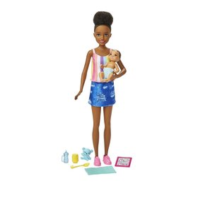 Mattel Barbie Chůva + dieťa a doplnky GRP12