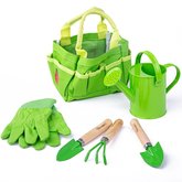 Bigjigs Toys Záhradný set náradia v plátené taške zelený