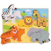 Bigjigs Toys Hrub vkladacie puzzle safari