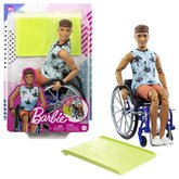 Barbie Model Ken na invalidnom vozku v modrom krovanom tielku